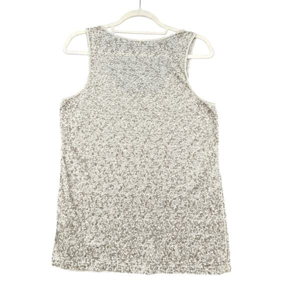 J.Crew‎ Grey Silver Sequin Sleeveless Scoop Neck Embellished Tank Top Medium - Picture 2 of 7